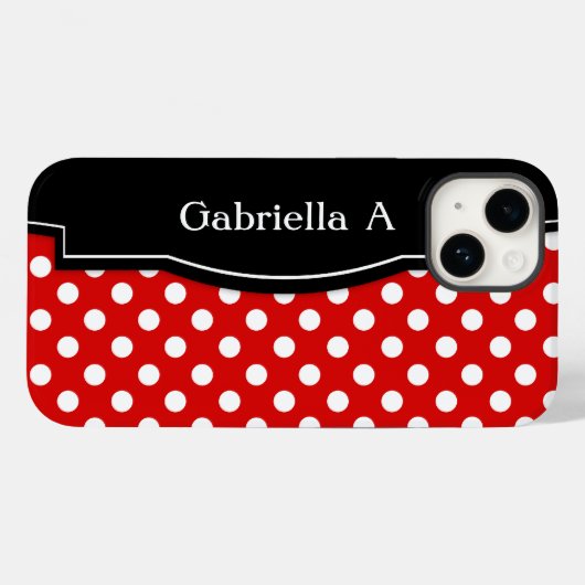 Red Polka Dot Black Frame Case-Mate iPhone Hülle (Rückseite (Horizontal))