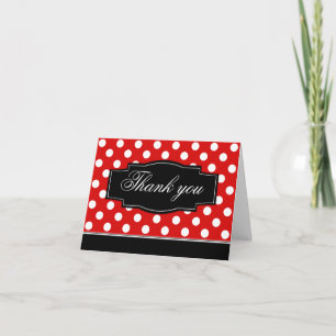 Red Polka Dot Black Frame Thank You card Dankeskarte