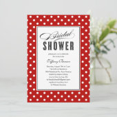 Red Polka Dot Bridal Dusche Einladungen (Stehend Vorderseite)