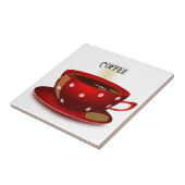 Red Polka Dot Coffee Cup Fliese (Seite)