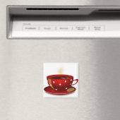 Red Polka Dot Coffee Cup Magnet (In Situ (Geschirrspüler))