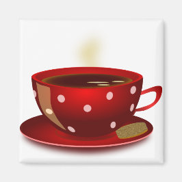 Red Polka Dot Coffee Cup Magnet