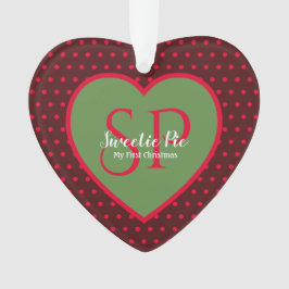 Red Polka Dot Erster Weihnachtsurlaub Herz Ornament