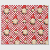 Red Polka Dot Gnomes Weihnachtswrapping Paper Geschenkpapier (Flach)