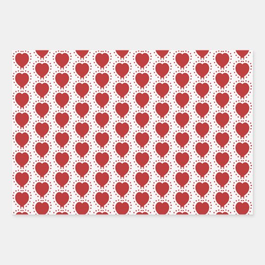 Red Polka Dot Heart Abstrakter Besondere Anlass Geschenkpapier Set (Vorderseite 3)