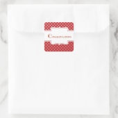 Red Polka Dot Herzlichen Glückwunsch Quadratischer Aufkleber (Tasche)