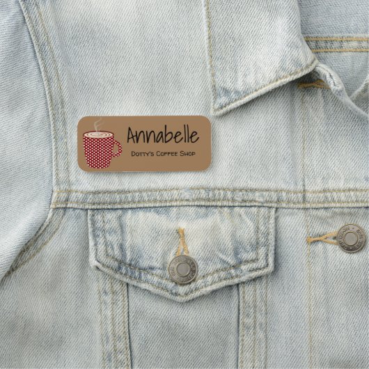 Red Polka Dot Kaffee Cup Namensschild (Beispiel)