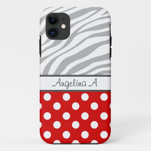 Red Polka Dot Light Zebra Print iPhone 5 Fall Case-Mate iPhone Hülle (Rückseite)