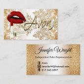 Red Polka Dot Lips & Gold - Visitenkarte (Vorne/Hinten)