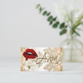 Red Polka Dot Lips & Gold - Visitenkarte (Stehend Vorderseite)
