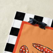 Red Polka Dot Lobster mit Namen Strandtuch (Beispiel)