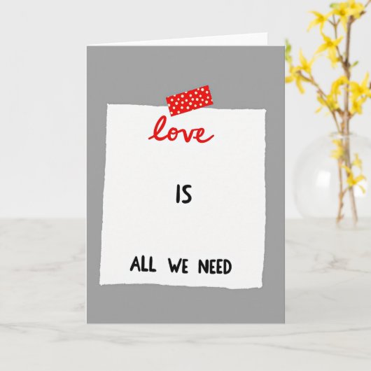 Red Polka Dot Love Note Card Karte (Gelbe Blume)