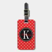 Red Polka Dot mit Black Monogram Gepäckanhänger (Vorderseite vertikal)