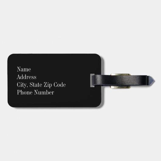 Red Polka Dot mit Black Monogram Gepäckanhänger (Rückseite horizontal)