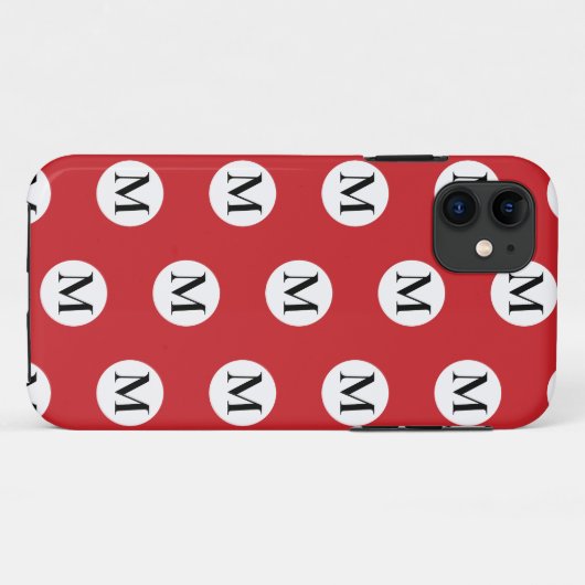 Red Polka Dot Monogram Case-Mate iPhone Hülle (Rückseite (Horizontal))