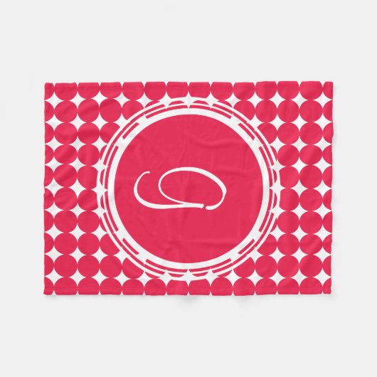 Red Polka Dot Monogram Fleecedecke (Vorderseite (Horizontal))