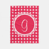 Red Polka Dot Monogram Fleecedecke (Vorderseite)