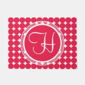 Red Polka Dot Monogram Fußmatte (Vorderseite)
