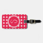 Red Polka Dot Monogram Gepäckanhänger (Vorderseite horizontal)