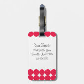 Red Polka Dot Monogram Gepäckanhänger (Rückseite vertikal)