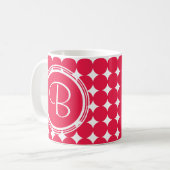 Red Polka Dot Monogram Kaffeetasse (Vorderseite Links)