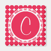 Red Polka Dot Monogram Magnet (Vorne)