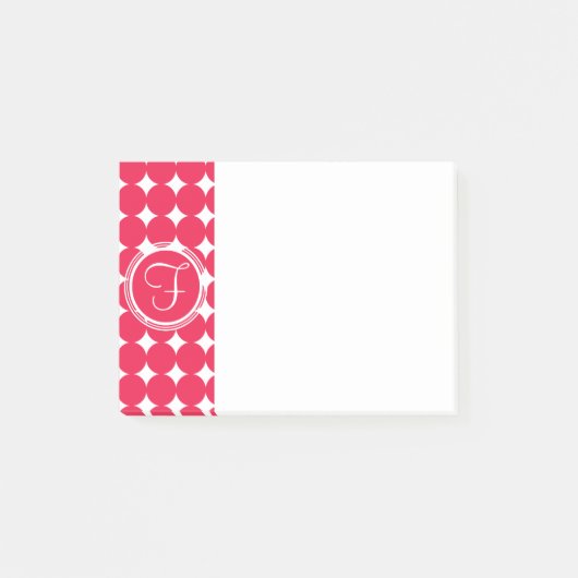 Red Polka Dot Monogram Post-it Klebezettel (Vorderseite)