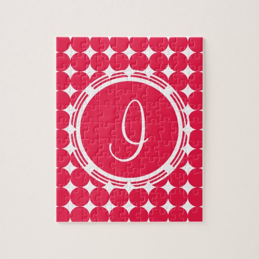 Red Polka Dot Monogram Puzzle (Vertikal)