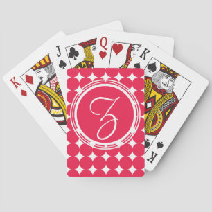 Red Polka Dot Monogram Spielkarten