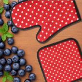 Red Polka Dot Ofenhandschuh & Topflappen-Set