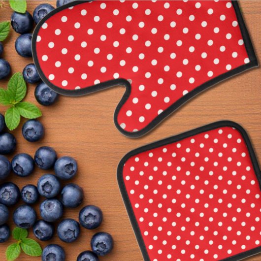 Red Polka Dot Ofenhandschuh & Topflappen-Set