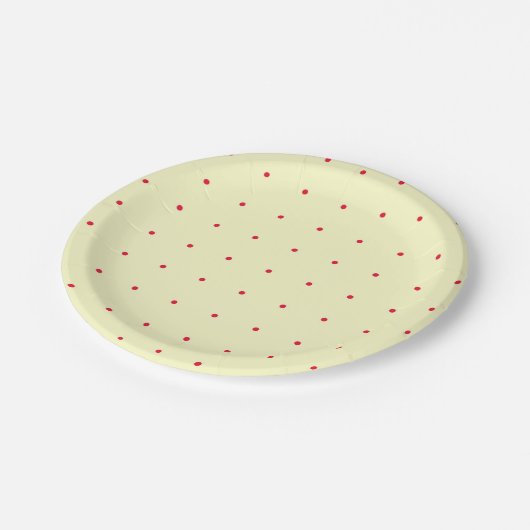 Red Polka Dot Paper Plate Pappteller (Schrägansicht)