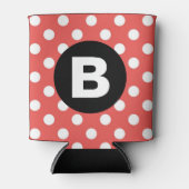 Red Polka Dot Pattern Black Monogram Dosenkühler (Vorderseite)