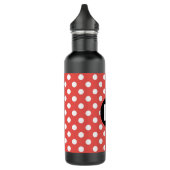 Red Polka Dot Pattern Black Monogram Edelstahlflasche (Links)