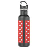 Red Polka Dot Pattern Black Monogram Edelstahlflasche (Rückseite)