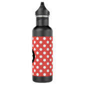 Red Polka Dot Pattern Black Monogram Edelstahlflasche (Rechts)