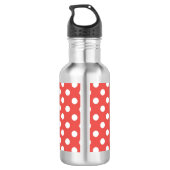 Red Polka Dot Pattern Black Monogram Edelstahlflasche (Rückseite)
