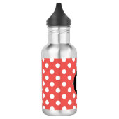Red Polka Dot Pattern Black Monogram Edelstahlflasche (Links)
