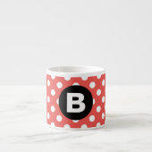 Red Polka Dot Pattern Black Monogram Espressotasse (Vorderseite)