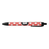 Red Polka Dot Pattern Black Monogram Kugelschreiber (Unterseite)