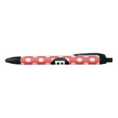 Red Polka Dot Pattern Black Monogram Kugelschreiber (Oberseite)