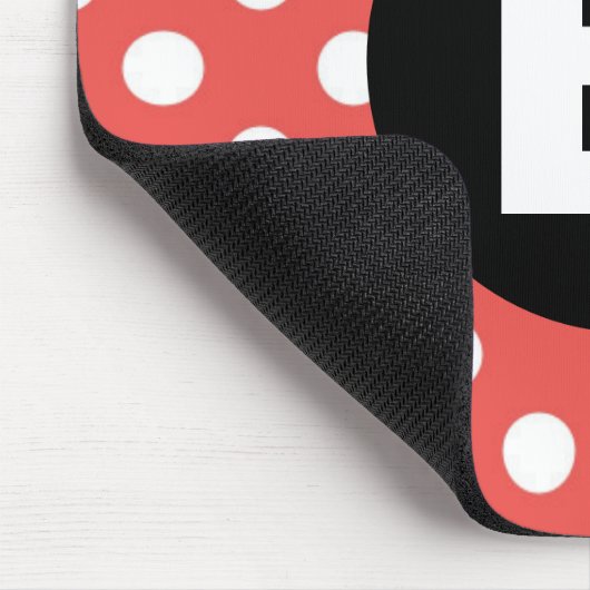 Red Polka Dot Pattern Black Monogram Mousepad (Ecke)