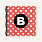 Red Polka Dot Pattern Black Monogram Notizblock (Vorderseite)
