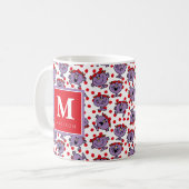 Red Polka Dot Pattern | Füge Deinen Namen hinzu Kaffeetasse (Vorderseite Links)