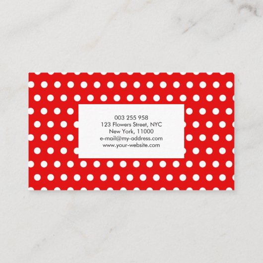 Red Polka Dot Pattern Fun Custom Personalisiert Visitenkarte (Rückseite)