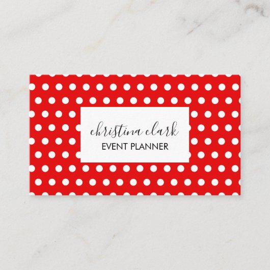 Red Polka Dot Pattern Fun Custom Personalisiert Visitenkarte (Vorderseite)