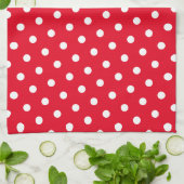 Red Polka Dot Pattern Stilvolle Personalisierte Kü Geschirrtuch (Gefaltet)