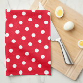 Red Polka Dot Pattern Stilvolle Personalisierte Kü Geschirrtuch (Viertel Falte)