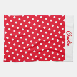 Red Polka Dot Pattern Stilvolle Personalisierte Kü Geschirrtuch