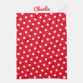 Red Polka Dot Pattern Stilvolle Personalisierte Kü Geschirrtuch
